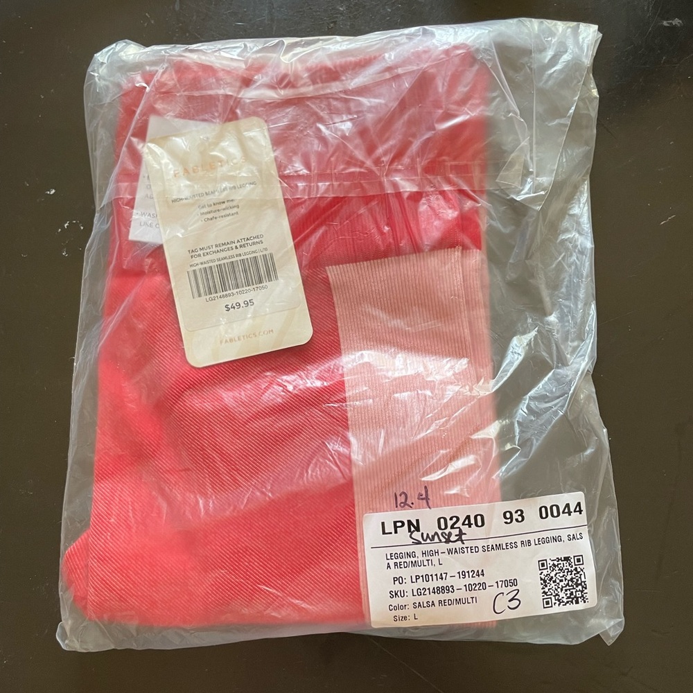 FABLETICS High Waisted Seamless Rib Legging Salsa Red Multicolor Size L - Picture 5 of 8